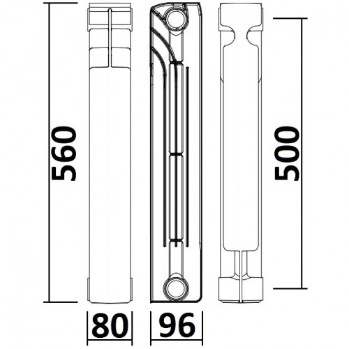 Радиатор биметаллический секционный QUEEN THERM 500/96 (кратно 10)