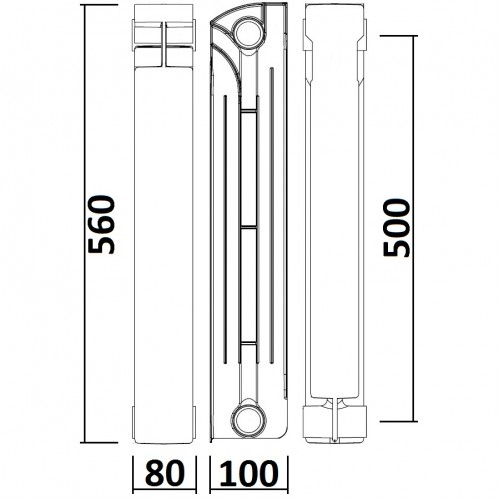 Радиатор биметаллический секционный QUEEN THERM 500/100 (кратно 10)