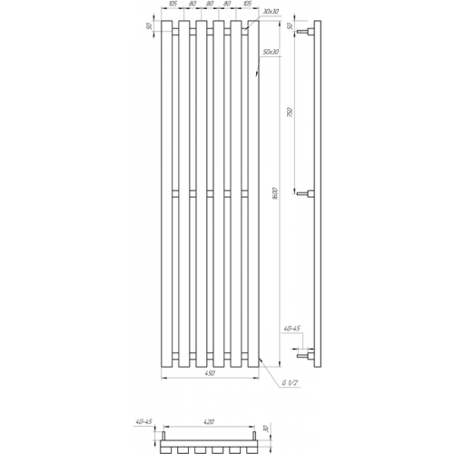 Дизайнерский радиатор Genesis Aqua Marbel 180x45 см