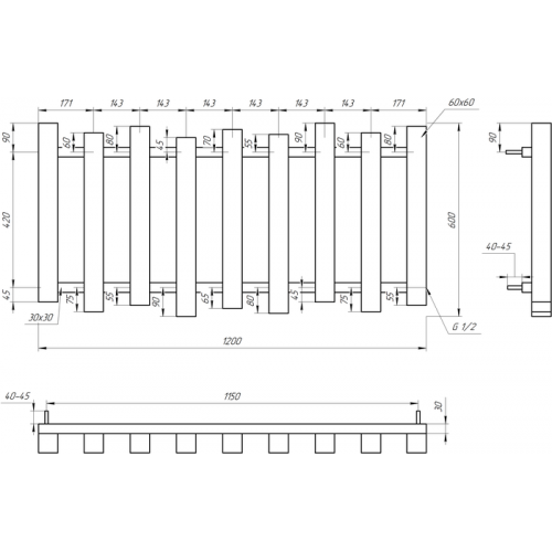 Дизайнерский радиатор Genesis Aqua Wave 60x120 см