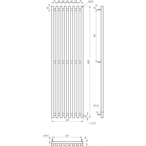Дизайнерский радиатор Genesis Aqua Siena 180x45 см