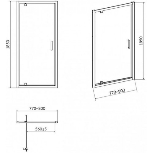 Душевая дверь Cersanit Pivot Basic 80х185 S158-001