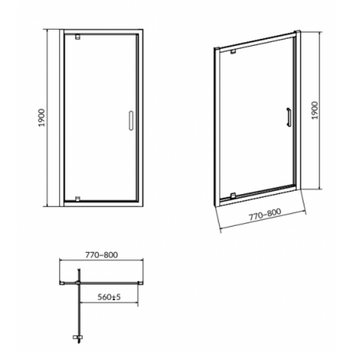 Душові двері Cersanit Arteco Pivot 80Х190, S157-007