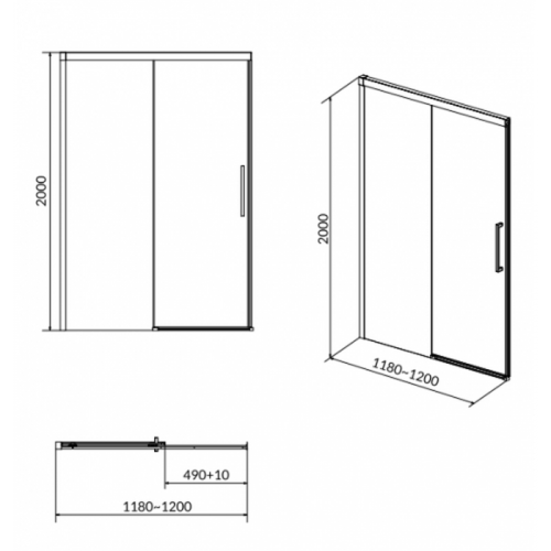 Душові двері Cersanit Crea 120Х200, S159-007