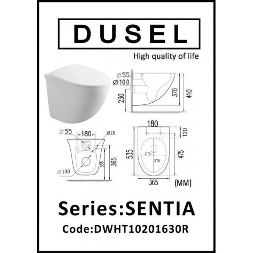 Унитаз подвесной Dusel Sentia DWHT10201630R фото номер 1