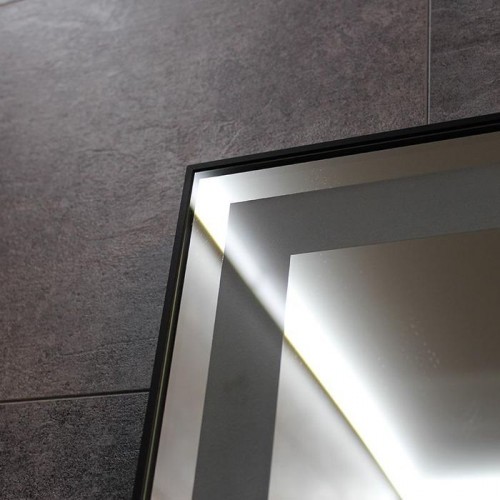 Зеркало для ванной Dusel DE-M0061S1 Black 80х65 см с часами фото номер 6