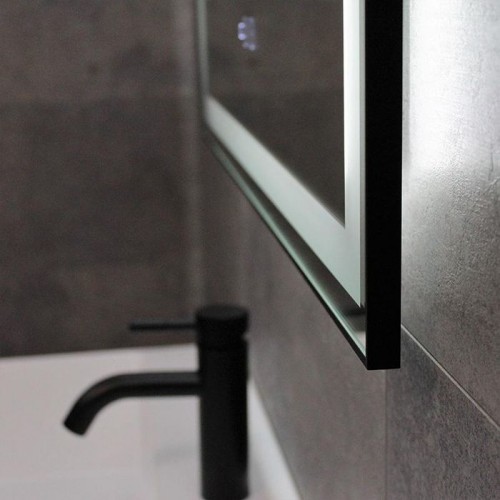 Дзеркало для ванної Dusel DE-M0061S1 Black 80х65 см с часами