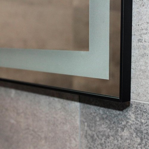 Зеркало для ванной Dusel DE-M0061S1 Black 100х75 см с часами