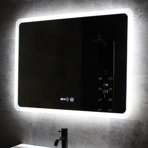 Зеркало для ванной Dusel DE-M3011 80х65 см Сенсорное включение + подогрев + часы/темп