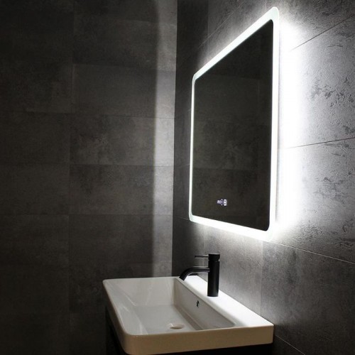 Зеркало для ванной Dusel DE-M3011 90х70 см Сенсорное включение+подогрев + часы/темп