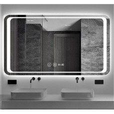 Зеркало для ванной Dusel DE-M3031 90х70 см Сенсорное включение + подогрев + часы/темп