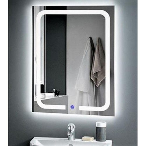 Дзеркало для ванної DUSEL LED DE-M3001 65x80 см Сенсорное включение + подогрев + часы/темп