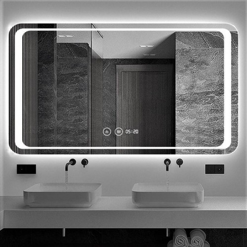 Дзеркало для ванної Dusel DE-M3031 100х75 см Увеличительная линза + сенсорное включение + подогрев + часы/темп фото номер 2