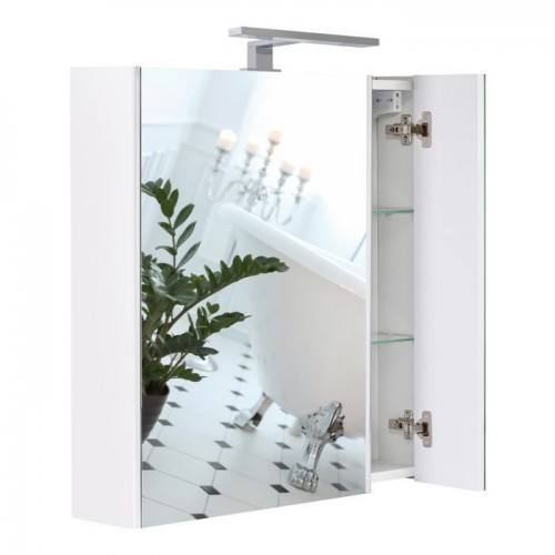Зеркальный шкафчик в ванную Qtap Albatross 700х725х460 White с LED-подсветкой QT0177ZP700LW