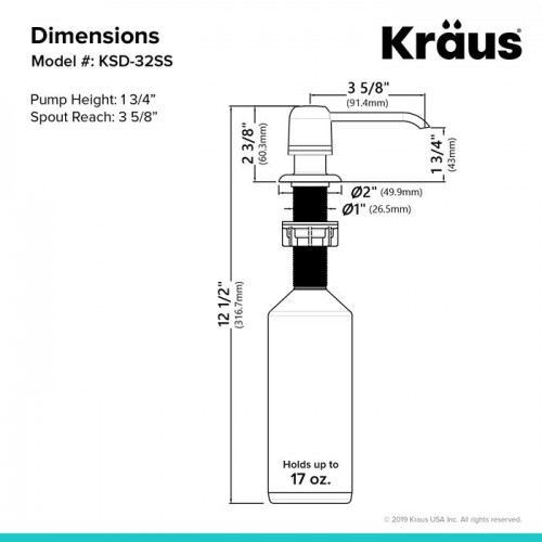 Дозатор для моющего средства Kraus KSD-32SS
