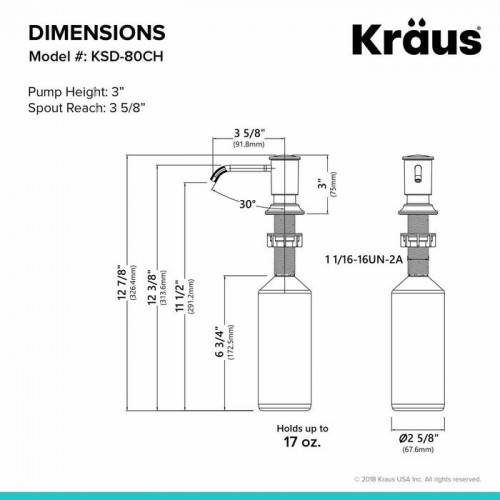 Дозатор для мийки Kraus KSD-80CH - Хром
