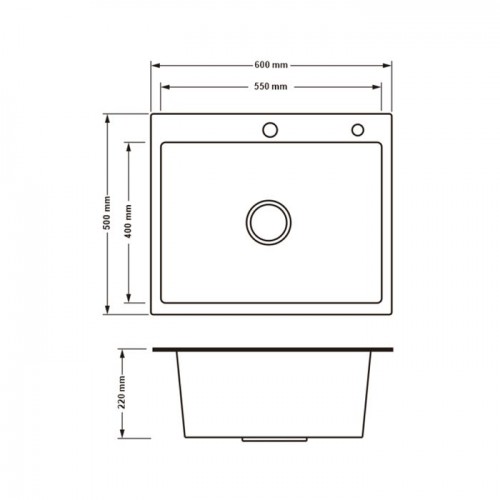 Мойка для кухни Lidz Handmade H6050B (LDH6050BPVD43621) Brushed Black PVD 3,0/0,8 мм