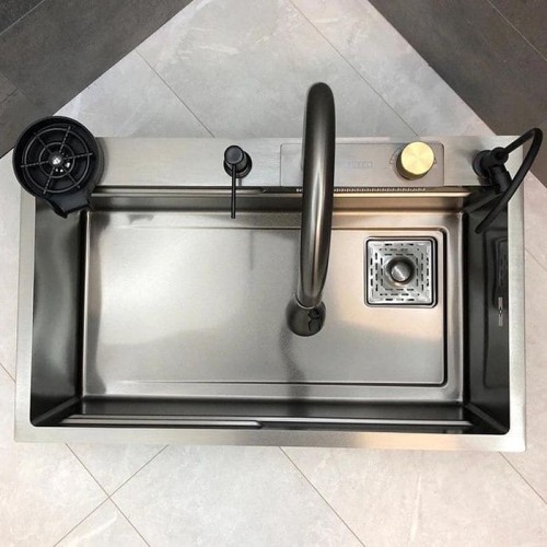Мийка кухонна з нержавіючої сталі Dusel DS51075-1NB 750*460*220 (Nano Black)