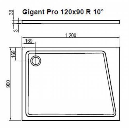Поддон для душа из литого мрамора Ravak Gigant Pro 120X90 R 10° Білий XA05G70101P