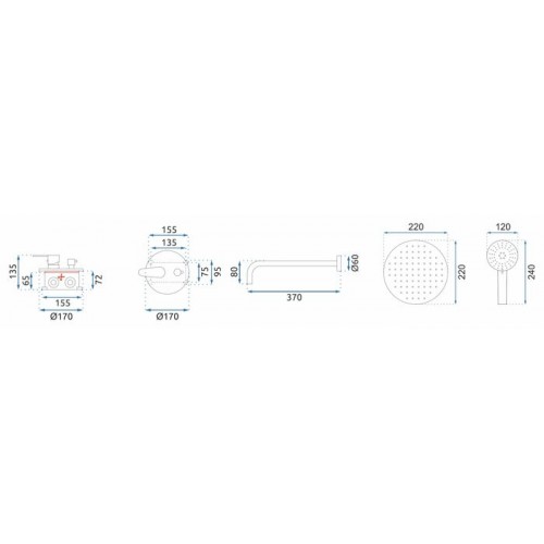 Душевая система скрытого монтажа Rea Mild Черный Розовое Золото + Box Rea-P9143