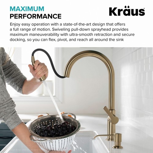 Смеситель для кухни с гибким изливом Kraus KPF-2820BB - Золотой