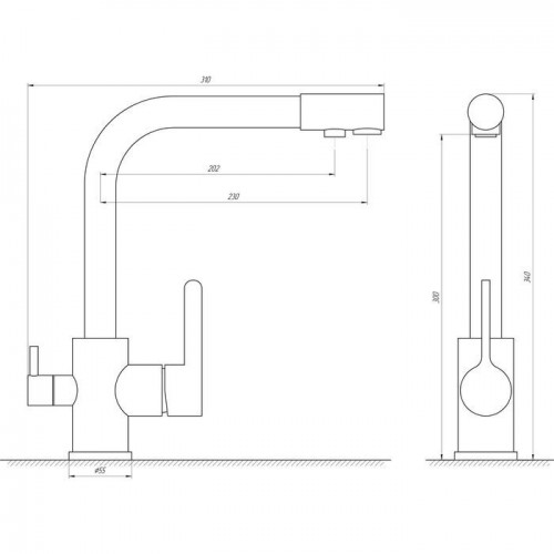 Змішувач для кухні на дві води Globus Lux GLLR-0444-9-BRONZE