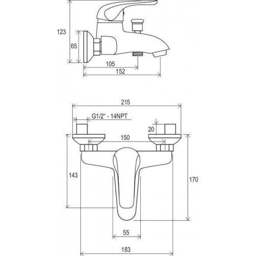Змішувач для ванної Ravak Rosa RS 022.00/150 X070011