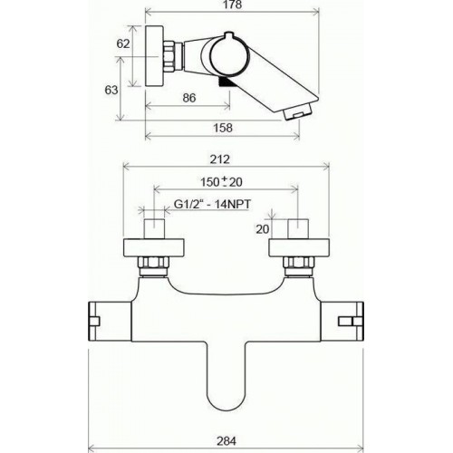 Змішувач термостатичний Ravak TE 022.00/150 X070047
