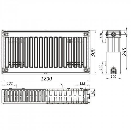 Радиатор стальной панельный KALITE 22 бок 300х1200