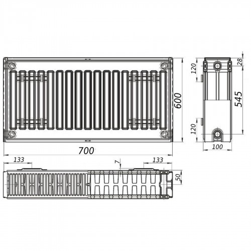 Радиатор стальной панельный KALITE 22 бок 600x700