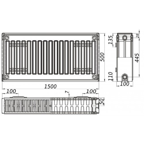 Радиатор стальной панельный KALITE 22 бок 500х1500