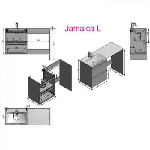 Тумба Fancy Marble Jamaica 1245L c умывальником Amelia 1245L 11012512210